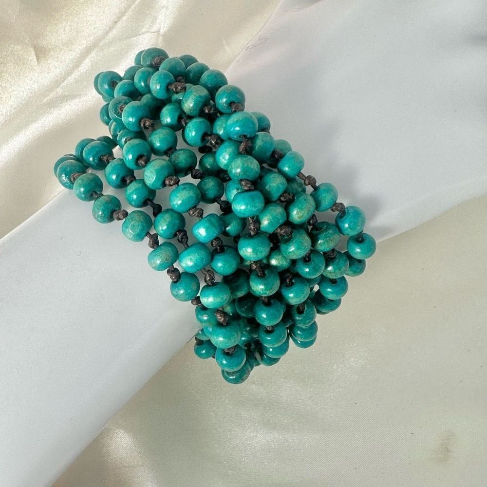 Green beaded multi strand bracelet